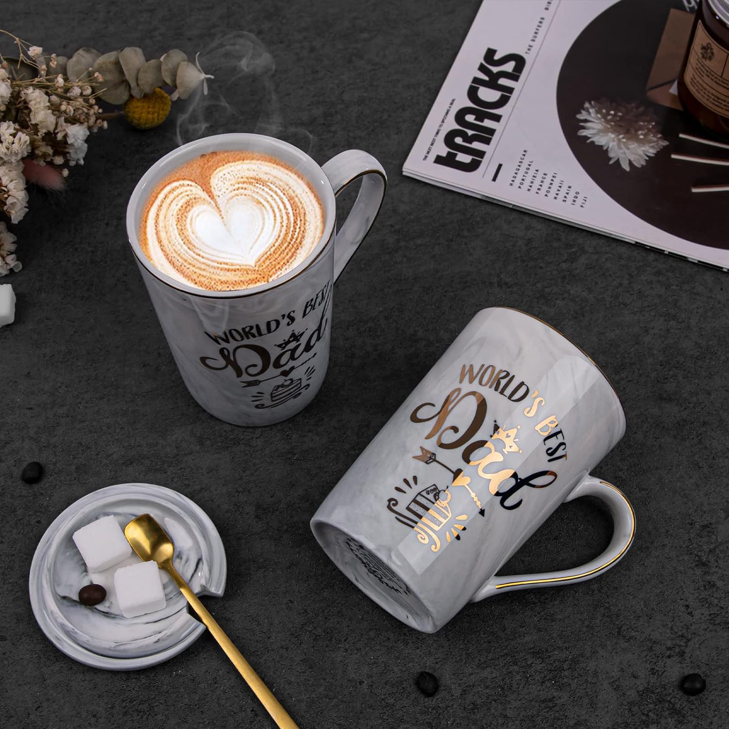 Mothers Day Gifts for Mom from Daughter, Son, Kids - World's Best Mom, Birthday Present, Marble Ceramic Coffee Cup with Lid Cards - 4oz Mothers Day Gifts for Mom from Daughter, Son, Kids - World's Best Mom, Birthday Present, Marble Ceramic Coffee Cup with Lid Cards - 4oz